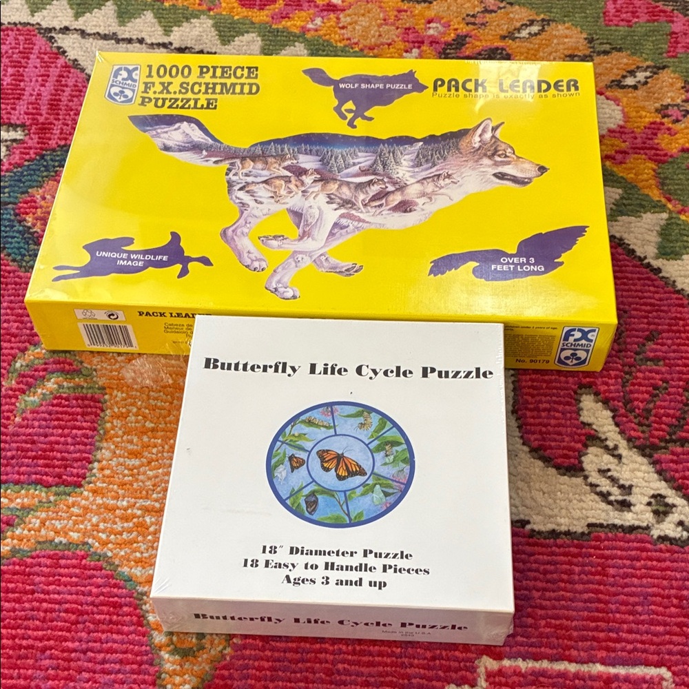 Butterfly Life Cycle Puzzle and Wolf Puzzle Set
